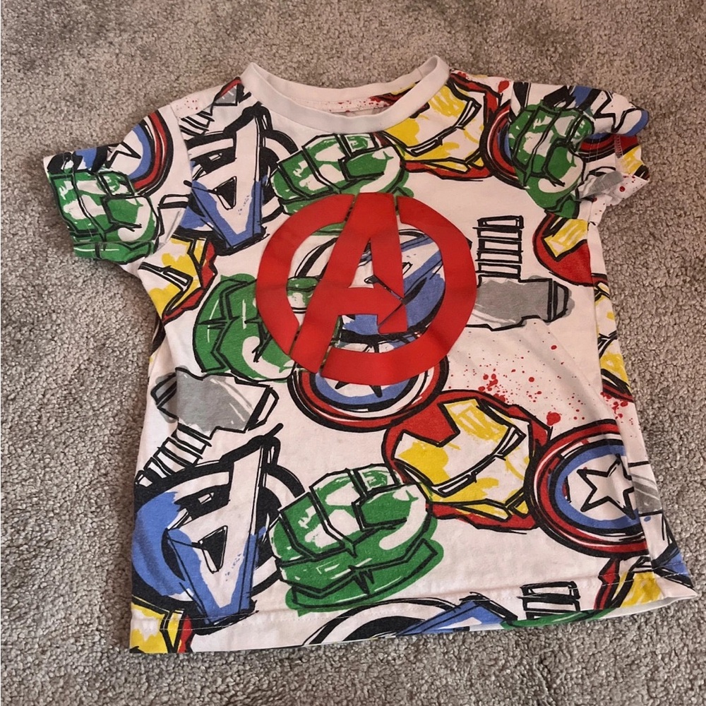 Colorful Graphic T-Shirt with Red Logo